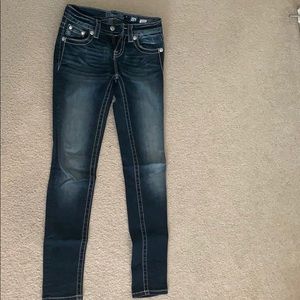 Skinny Mis Me Jeans. Dark wash. Size 24.